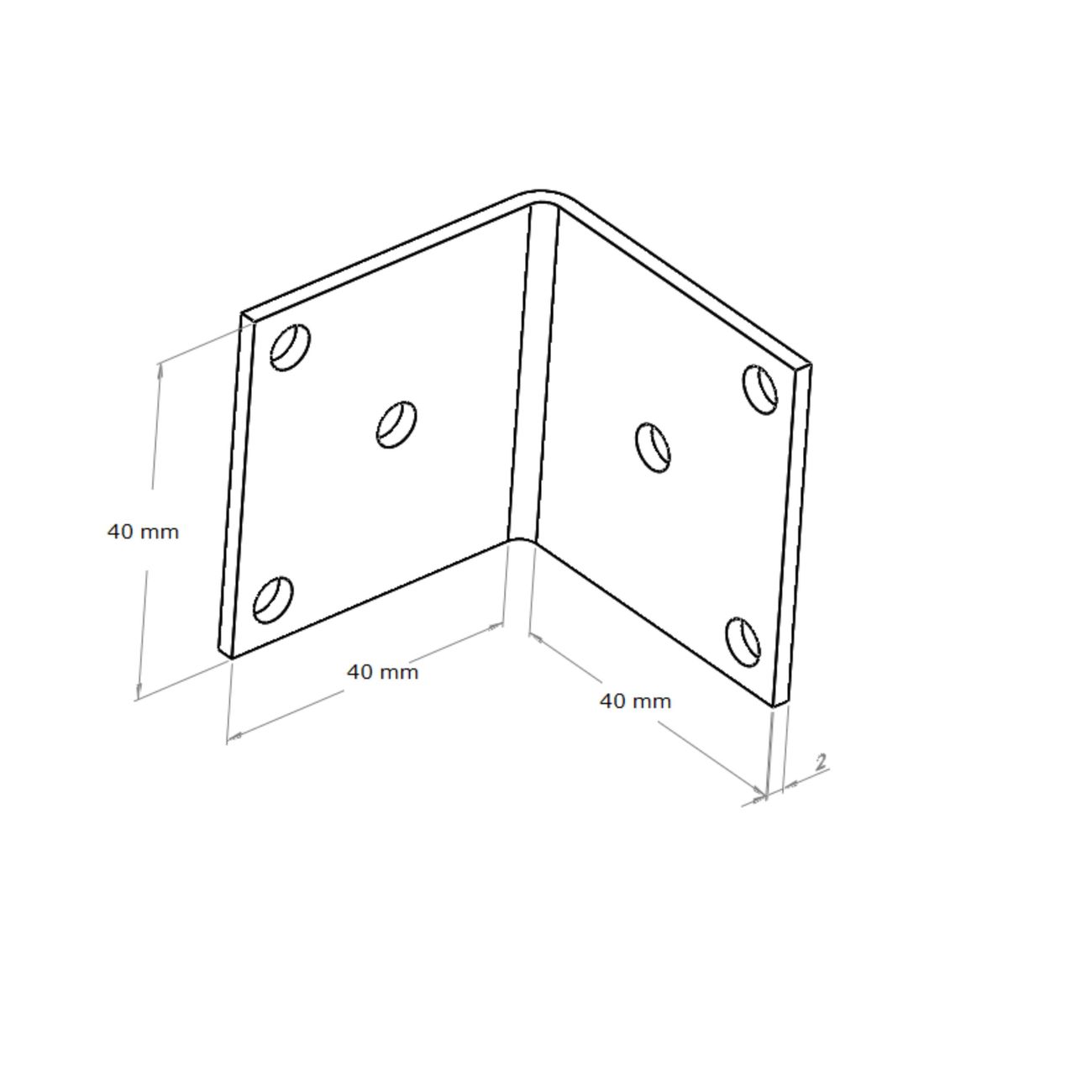 Cantoneira Chapa L 40 X 40 Mm Com 6 Furos Zinco Branco
