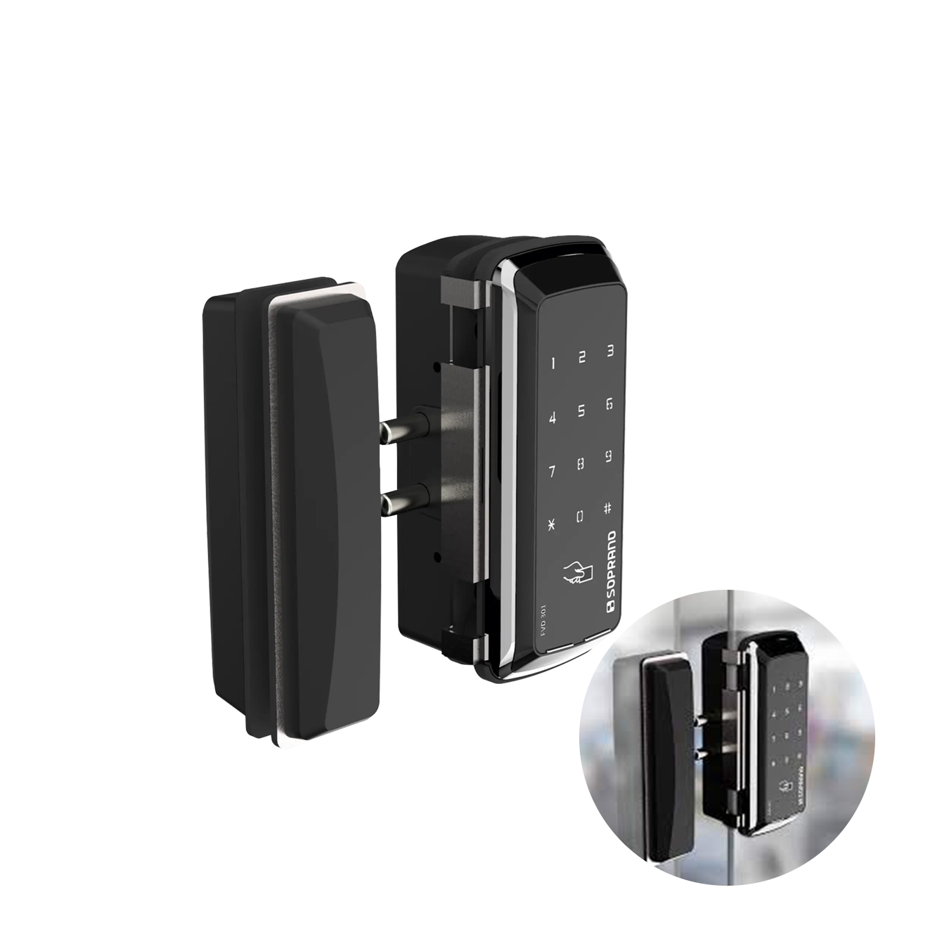 Fechadura Digital Porta de Vidro Com Senha E Tag Soprano Fvd301