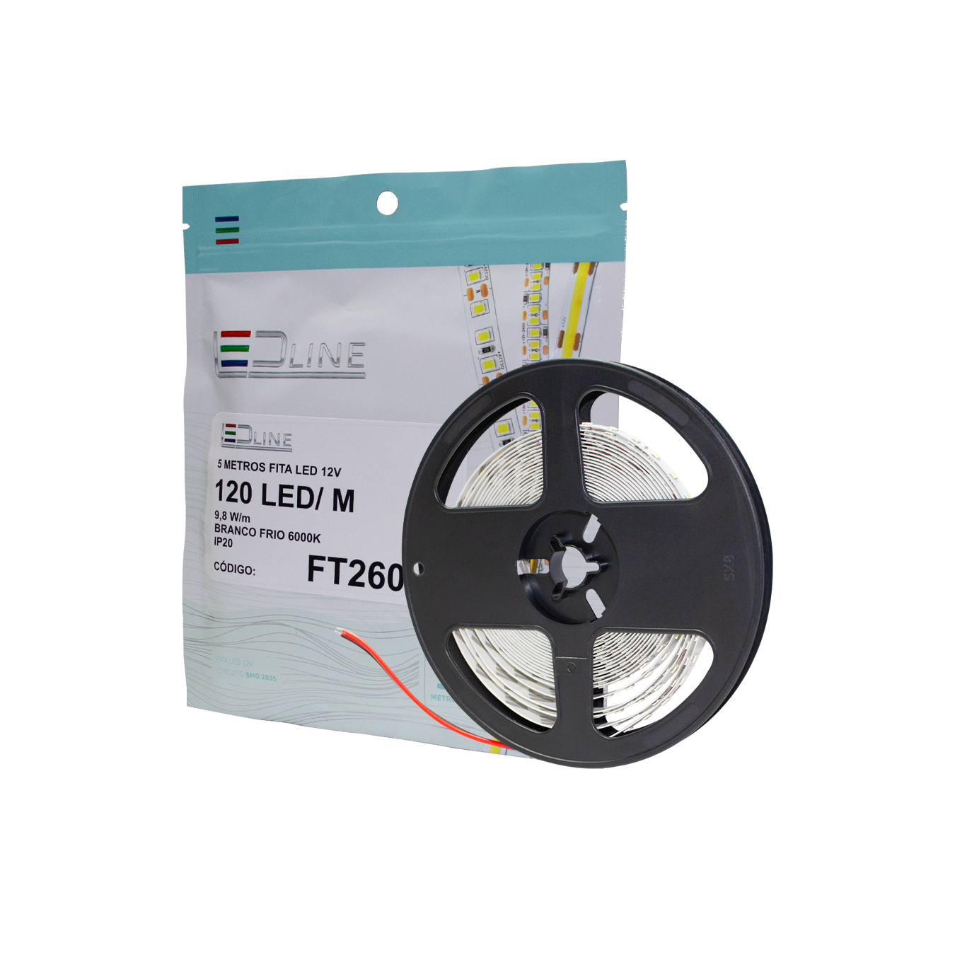 Fita de Led 2835 Sem Silicone 6000k Branco Frio Com 5 Metros 120l