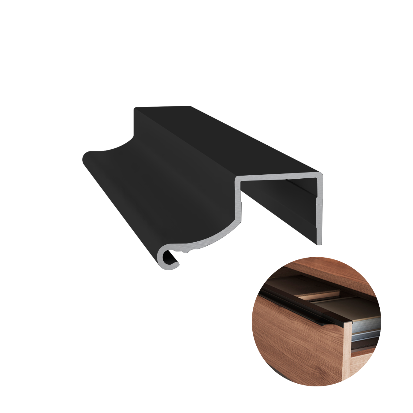 Perfil Puxador Facetato Safira Na Cor Preto de 15 Mm Rm407 Rometa