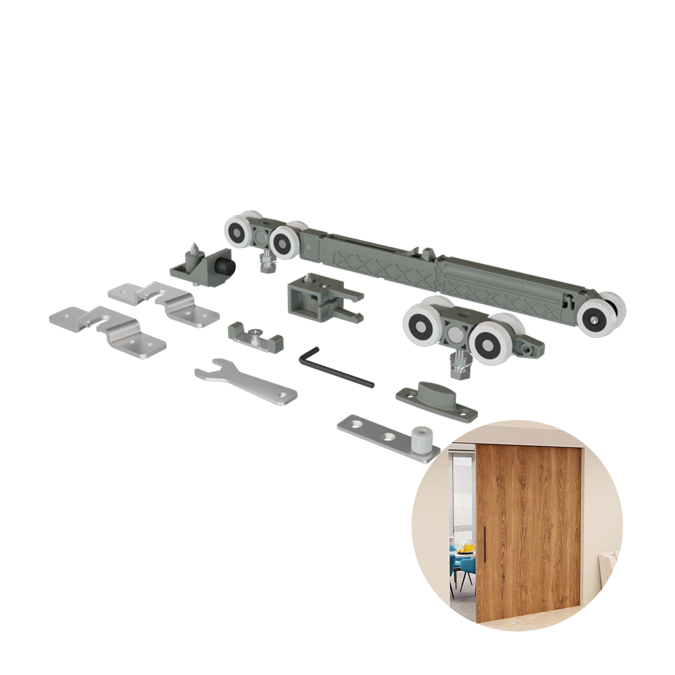 Kit Sistema Rodízio Ro82 Standard de 40 A 80 Kg Médio Para Porta